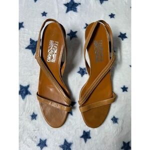Salvatore Ferragamo Tan Leather Strappy Sandals Italy Women's Size 8
